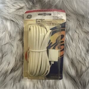 GE 25 ft Beige Flat Phone Line Cord RJ-11 to RJ-11 Extension